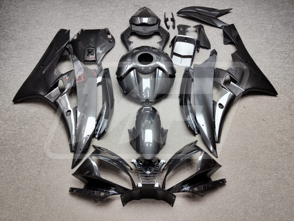 Yamaha R6 2006 - 2007 Gloss Carbon Fiber Style ABS fairings - custom motorcycle bodywork kit by Monster Fairings