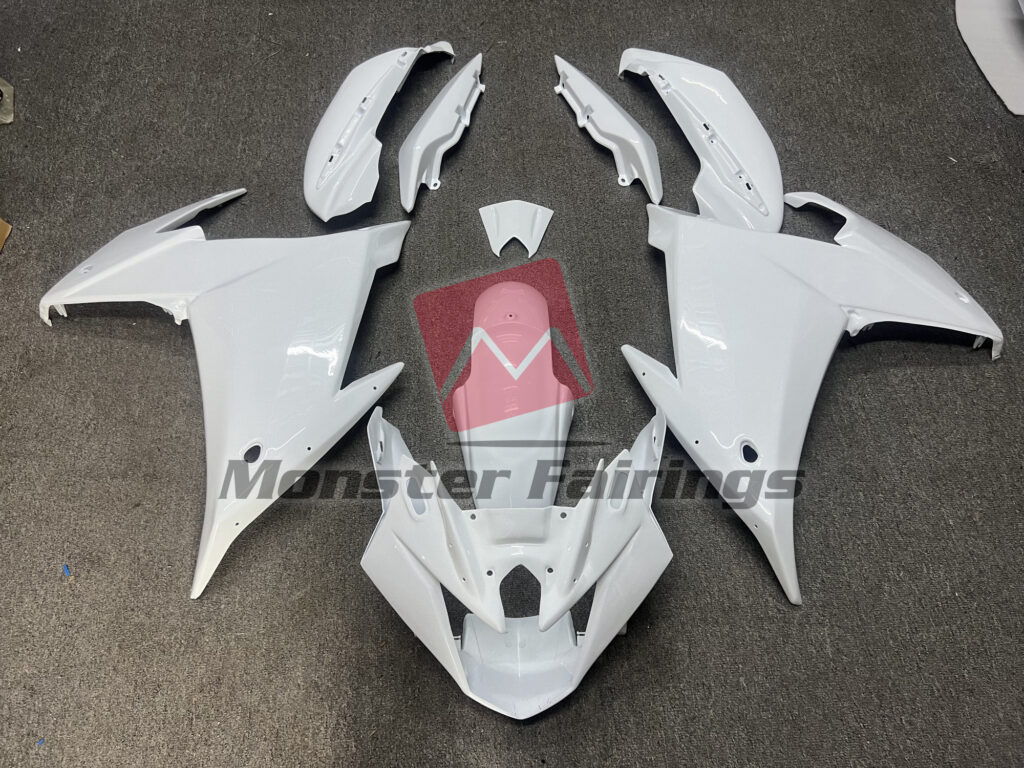 Yamaha FZ6R 2009 - 2015 Gloss White ABS fairings - custom motorcycle bodywork kit by Monster Fairings