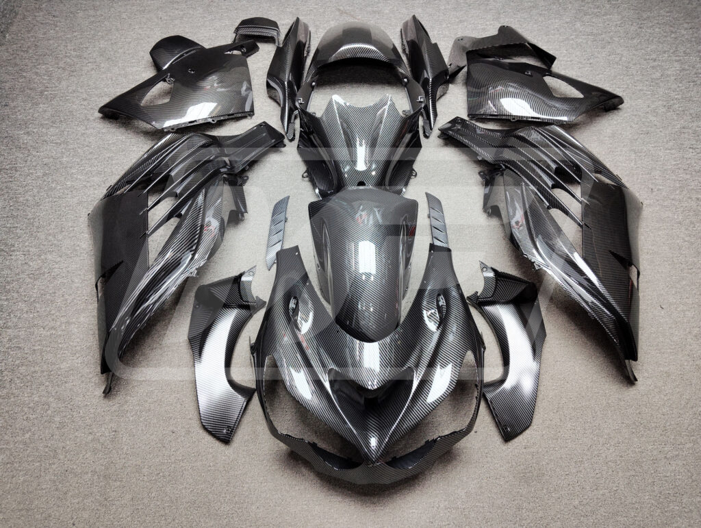 Kawasaki ZX14R 2012 - 2024 Gloss Carbon Fiber Style ABS fairings - custom motorcycle bodywork kit by Monster Fairings