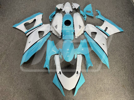 Yamaha R7 2021-2025 Gloss White & Light Blue ABS Fairings | Monster Fairings