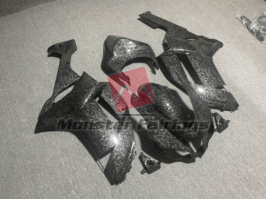 Full Forged Carbon Fiber Style ABS fairings for Kawasaki ZX6R 2007 - 2008 - premium OEM fit kit by Monster Fairings