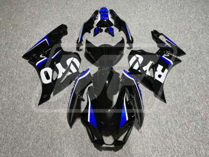 Suzuki GSXR 1000 2017-2025 Gloss Black & Blue with White ABS Fairings | Monster Fairings
