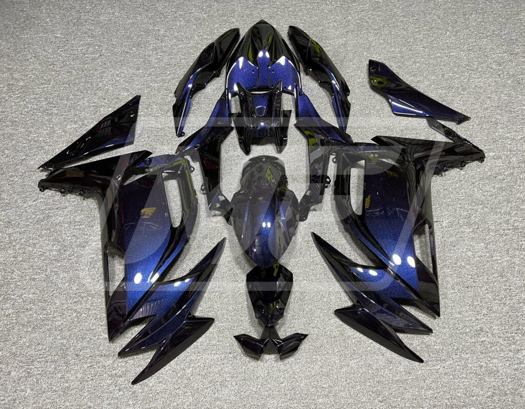 Kawasaki Ninja 650R 2020 - 2025 Gloss Purple & Blue Gradient ABS fairings - custom motorcycle bodywork kit by Monster Fairings