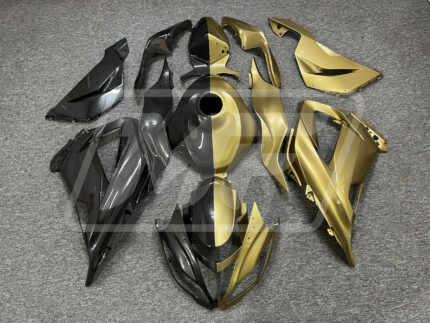 Kawasaki ZX6R 2013-2018 Gloss Black & Gold ABS Fairings | Monster Fairings