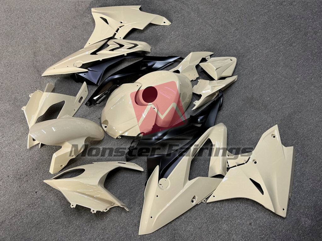 BMW S1000RR custom ABS fairings 2017 - 2018 in Gloss Desert Tan Matte Black - durable replacement kit, Monster Fairings
