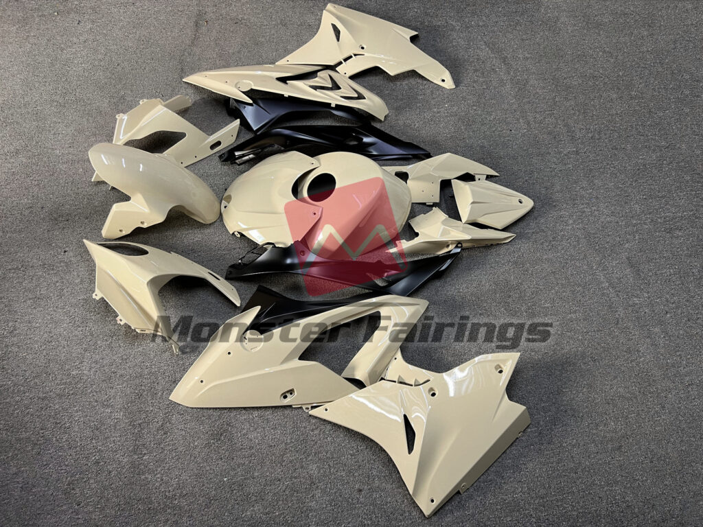 2017 - 2018 BMW S1000RR Gloss Desert Tan Matte Black fairing set - ABS injection, custom painted by Monster Fairings