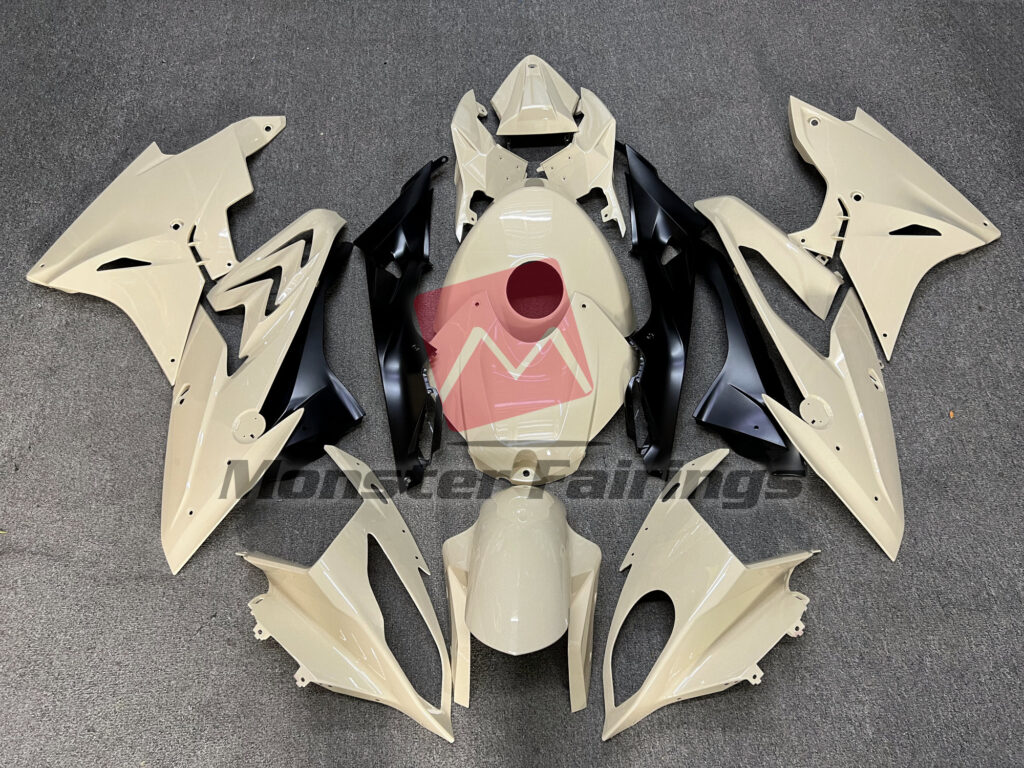 BMW S1000RR 2017 - 2018 Gloss Desert Tan Matte Black ABS fairings - custom motorcycle bodywork kit by Monster Fairings