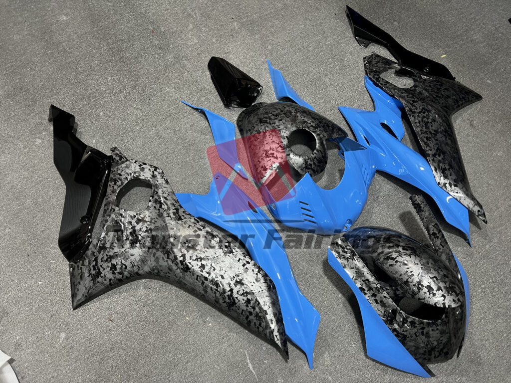 2017 - 2022 Yamaha R6 Forged Carbon Fiber Style Sky Blue fairing set - ABS injection, custom painted by Monster Fairings
