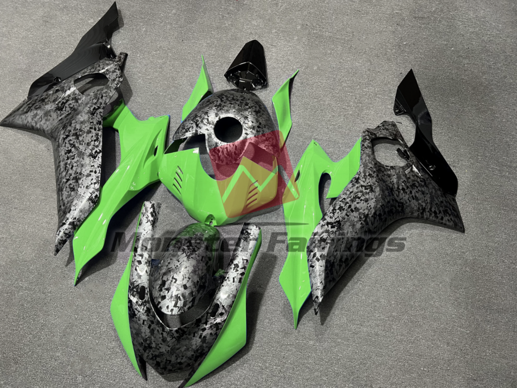 Forged Carbon Fiber Style Green ABS fairings for Yamaha R6 2017 - 2022 - premium OEM fit kit by Monster Fairings