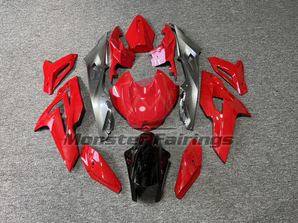 BMW S1000R 2015 - 2017 Gloss Red with Silver & and Black ABS fairings - custom motorcycle bodywork kit by Monster Fairings