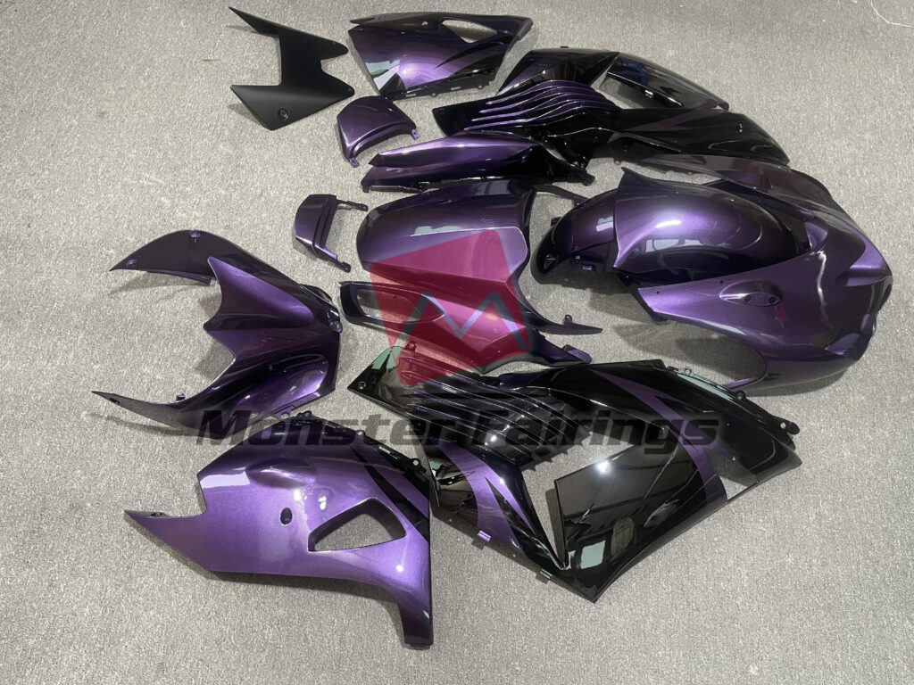 2006 - 2011 Kawasaki ZX14R Gloss Purple fairing set - ABS injection, custom painted by Monster Fairings