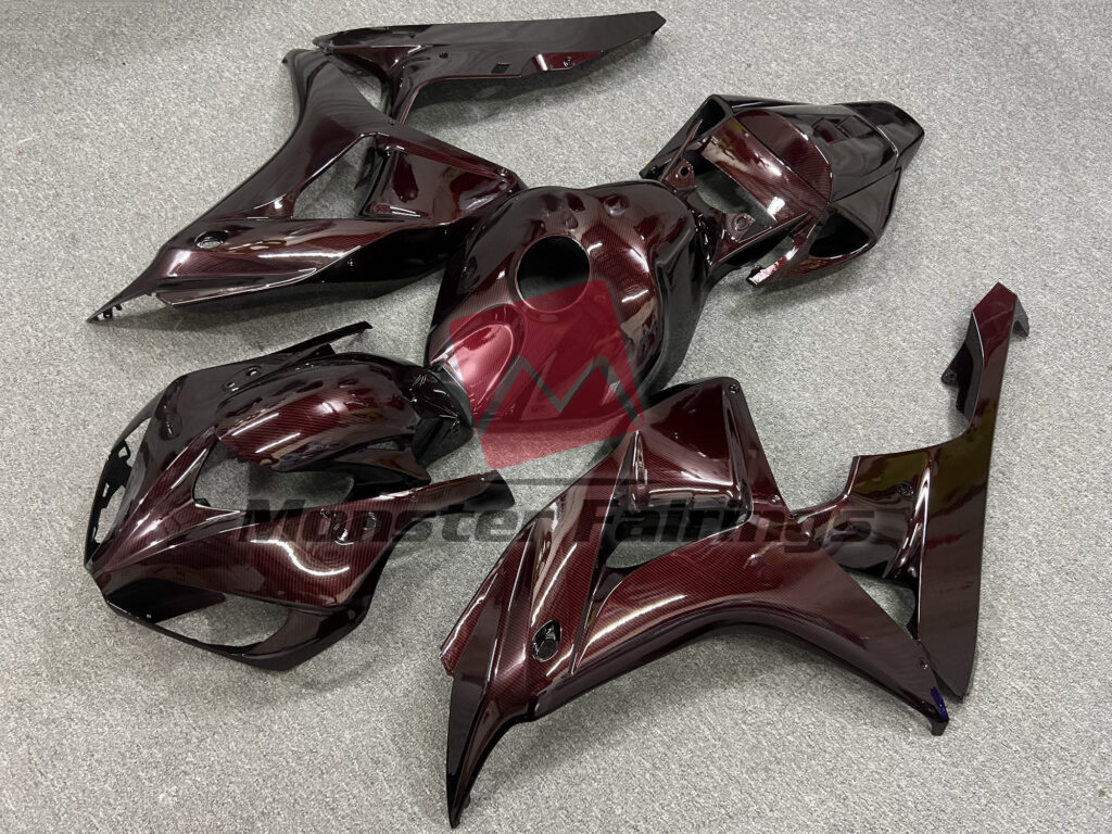 Gloss Red Wine Carbon Fiber Style ABS fairings for Honda CBR1000RR 2006 - 2007 - premium OEM fit kit by Monster Fairings