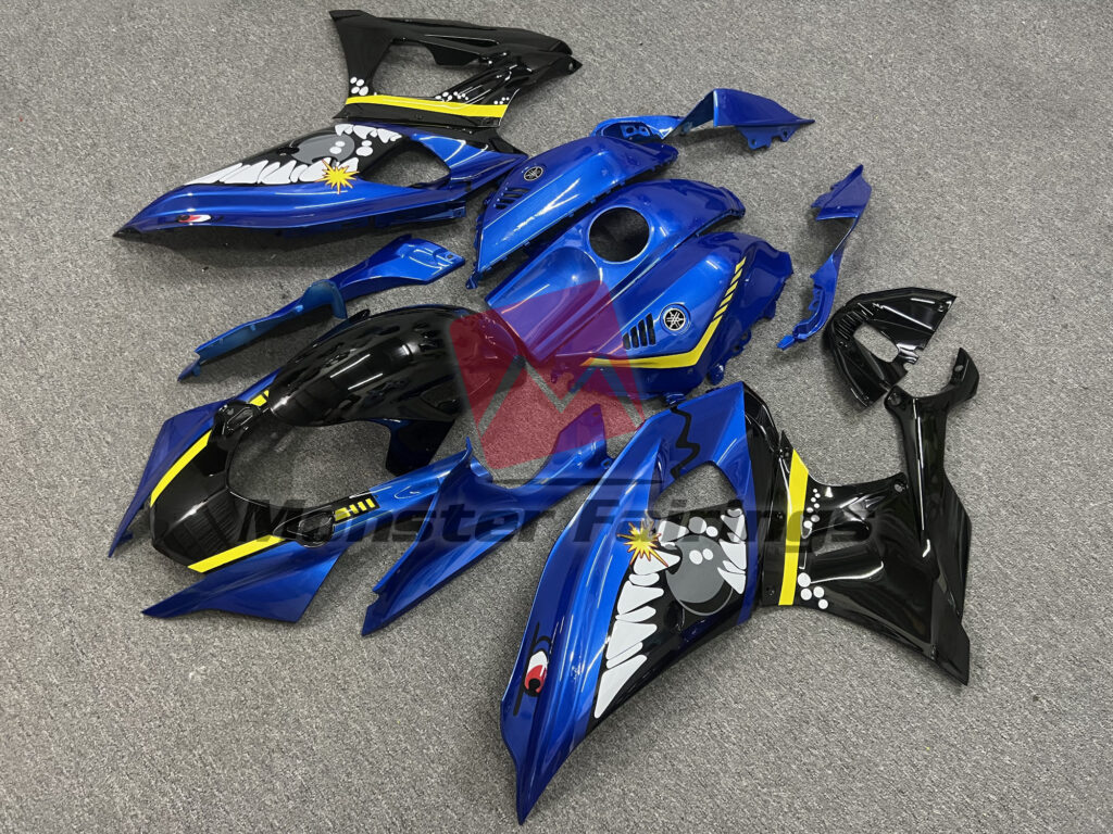 Yamaha R7 custom ABS fairings 2021 - 2025 in Blue Shark design - durable replacement kit, Monster Fairings