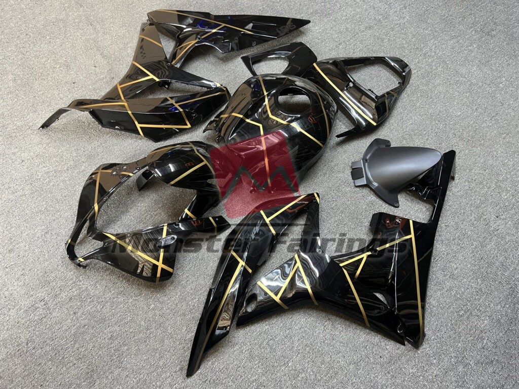Gloss Black with Gold Stripes ABS fairings for Honda CBR600RR 2009 - 2012 - premium OEM fit kit by Monster Fairings