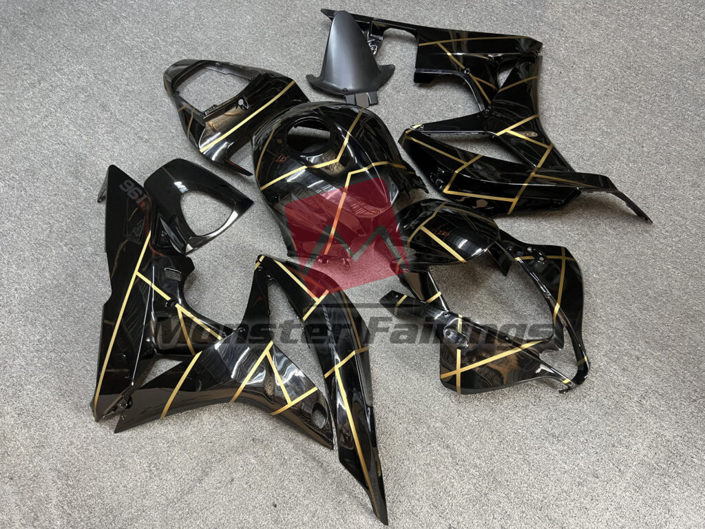 Honda CBR600RR custom ABS fairings 2009 - 2012 in Gloss Black with Gold Stripes - durable replacement kit, Monster Fairings