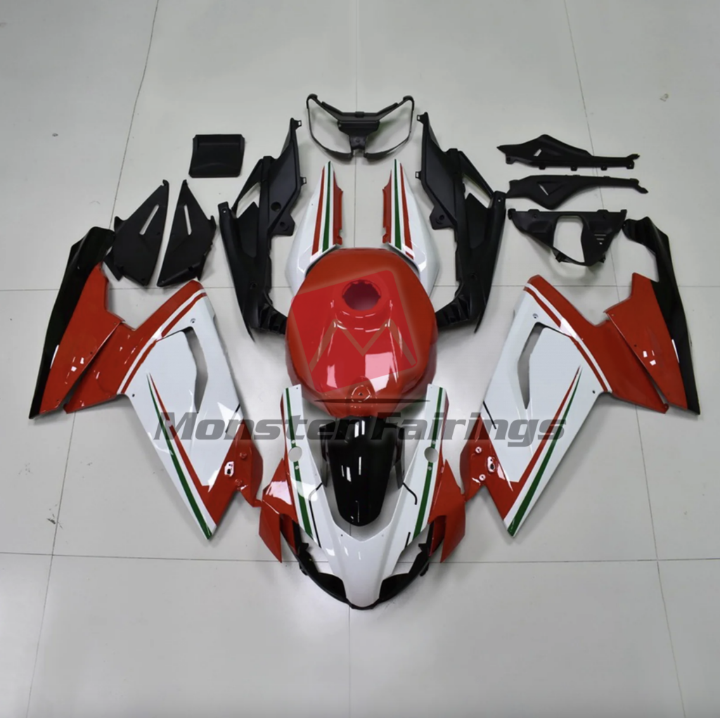 Aprilia RS4 125 2012 - 2015 Gloss Red and White ABS fairings - custom motorcycle bodywork kit by Monster Fairings