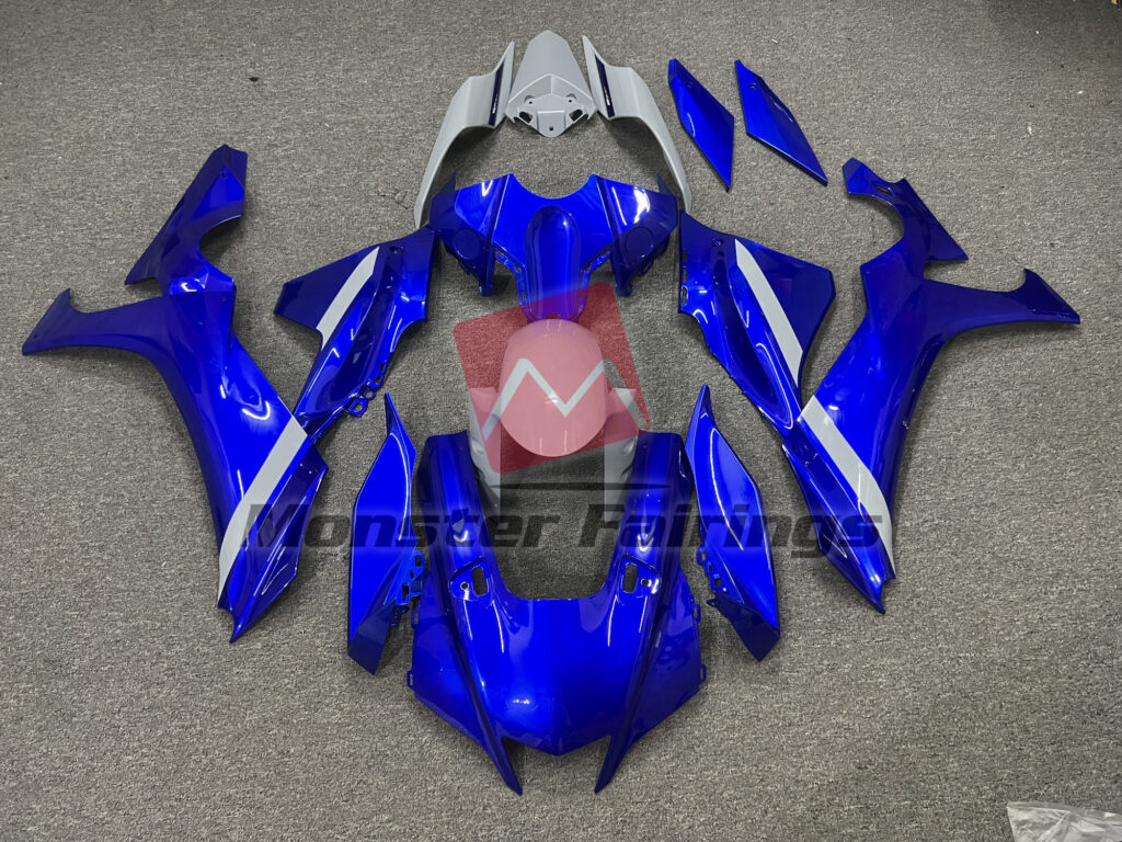 Yamaha R1 2020 - 2025 Gloss Blue with Nardo Gray ABS fairings - custom motorcycle bodywork kit by Monster Fairings
