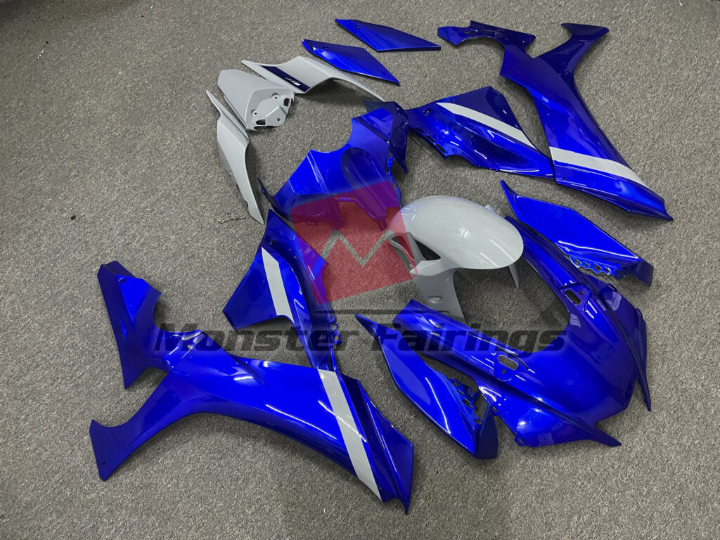 Yamaha R1 custom ABS fairings 2020 - 2025 in Gloss Blue with Nardo Gray - durable replacement kit, Monster Fairings