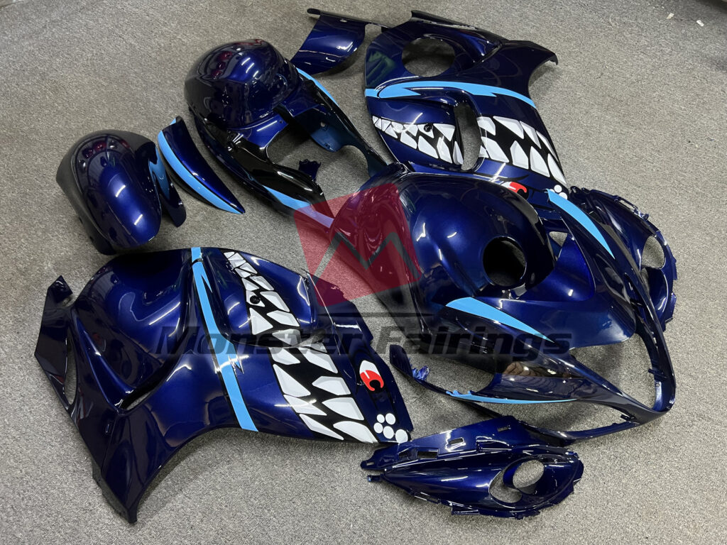Suzuki GSXR 1300 custom ABS fairings 2008 - 2020 in Blue Shark - durable replacement kit, Monster Fairings