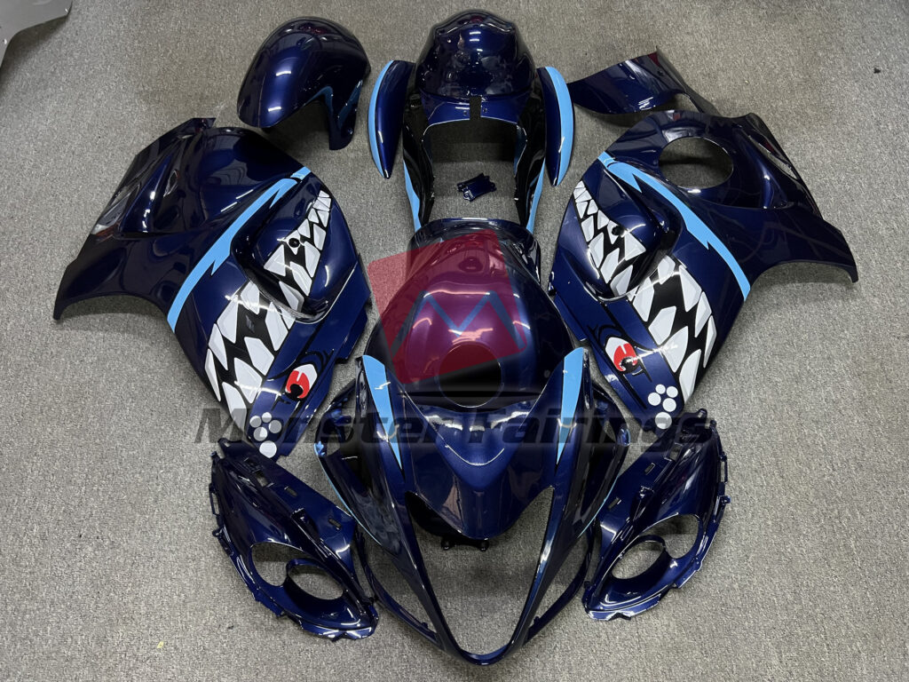 Suzuki GSXR 1300 2008 - 2020 Blue Shark ABS fairings - custom motorcycle bodywork kit by Monster Fairings