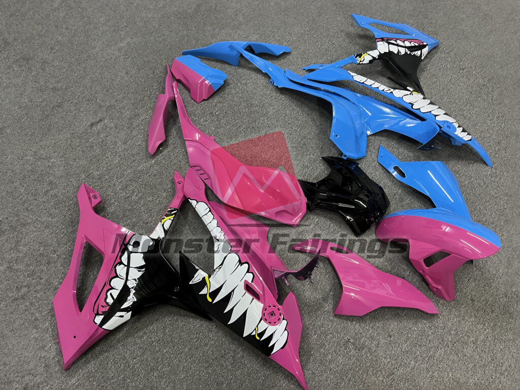BMW S1000RR custom ABS fairings 2019 - 2022 in Blue and Pink Monster - durable replacement kit, Monster Fairings