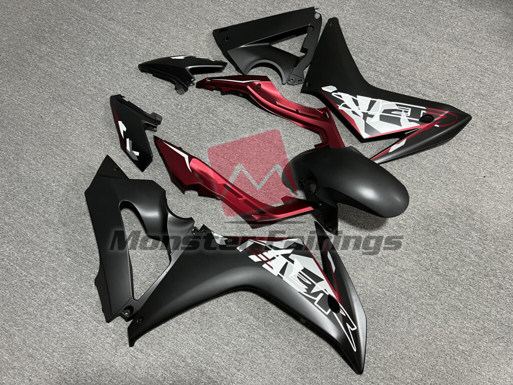 Honda CBR650F custom ABS fairings 2014 - 2016 in Matte Black & Red - durable replacement kit, Monster Fairings