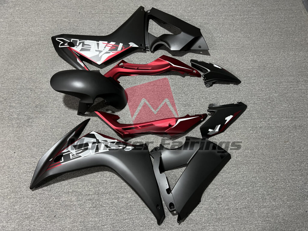 2014 - 2016 Honda CBR650F Matte Black & Red fairing set - ABS injection, custom painted by Monster Fairings