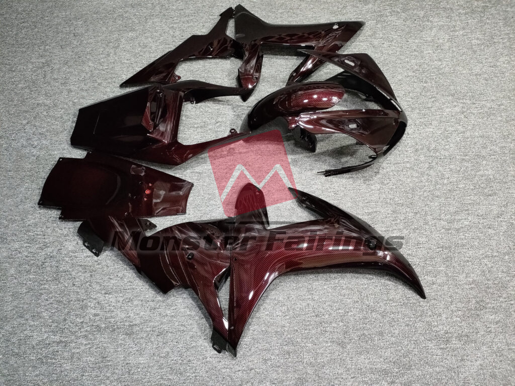 Gloss Dark Red Carbon Fiber Style ABS fairings for Yamaha R1 2002 - 2003 - premium OEM fit kit by Monster Fairings