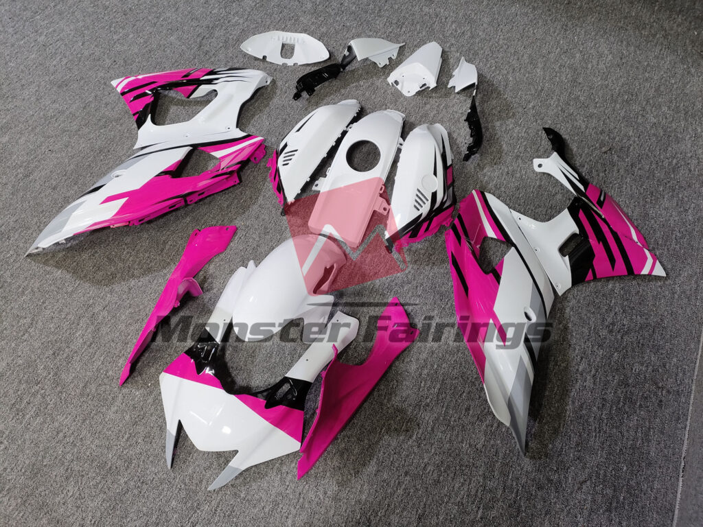 Gloss White & Pink Black ABS fairings for Yamaha R7 2021 - 2025 - premium OEM fit kit by Monster Fairings