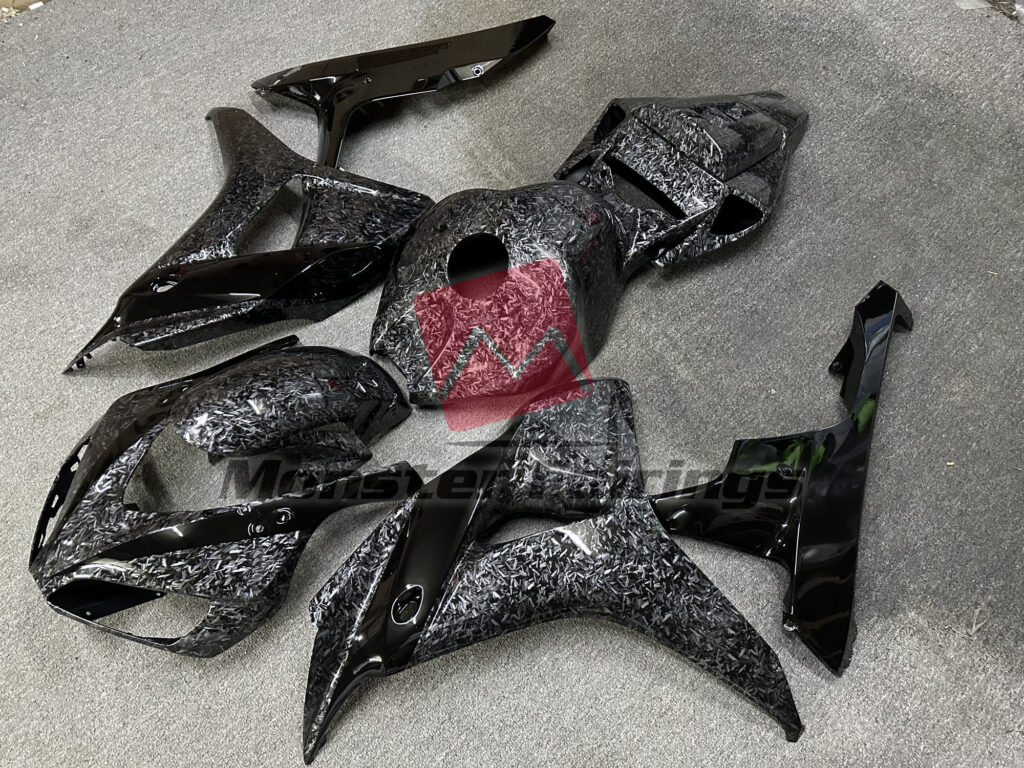 Forged Carbon Fiber Style with Gloss Black ABS fairings for Honda CBR1000RR 2006 - 2007 - premium OEM fit kit by Monster Fairings