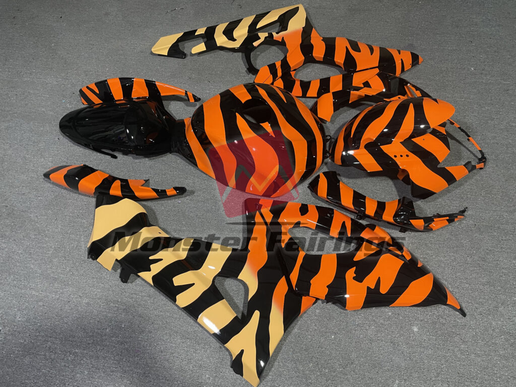 2005 - 2006 Suzuki GSXR 1000 Gloss Tiger Pattern fairing set - ABS injection, custom painted by Monster Fairings