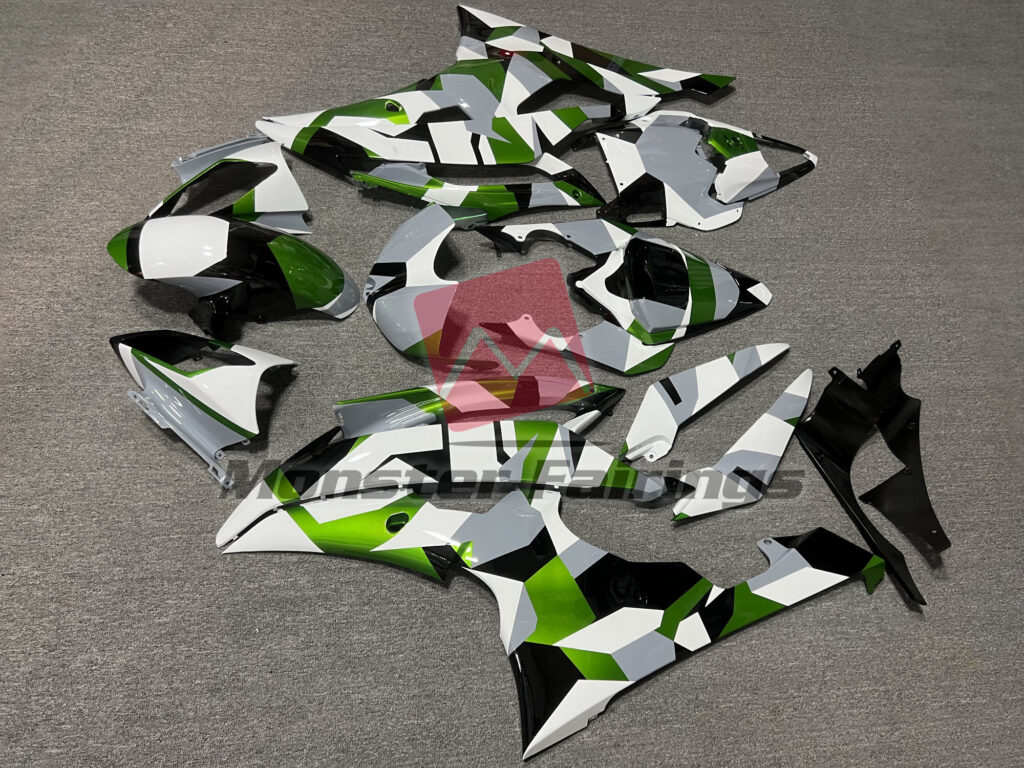 2008 - 2016 Yamaha R6 Geometric Pattern fairing set - ABS injection, custom painted by Monster Fairings
