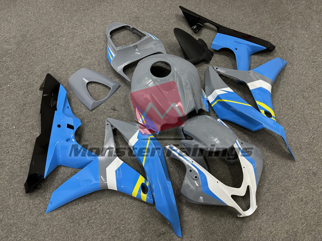 Honda CBR600RR custom ABS fairings 2007 - 2008 in Blue and Nardo Gray - durable replacement kit, Monster Fairings