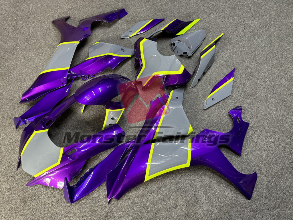 Gloss Purple and Nardo Gray ABS fairings for Yamaha R1 2020 - 2025 - premium OEM fit kit by Monster Fairings