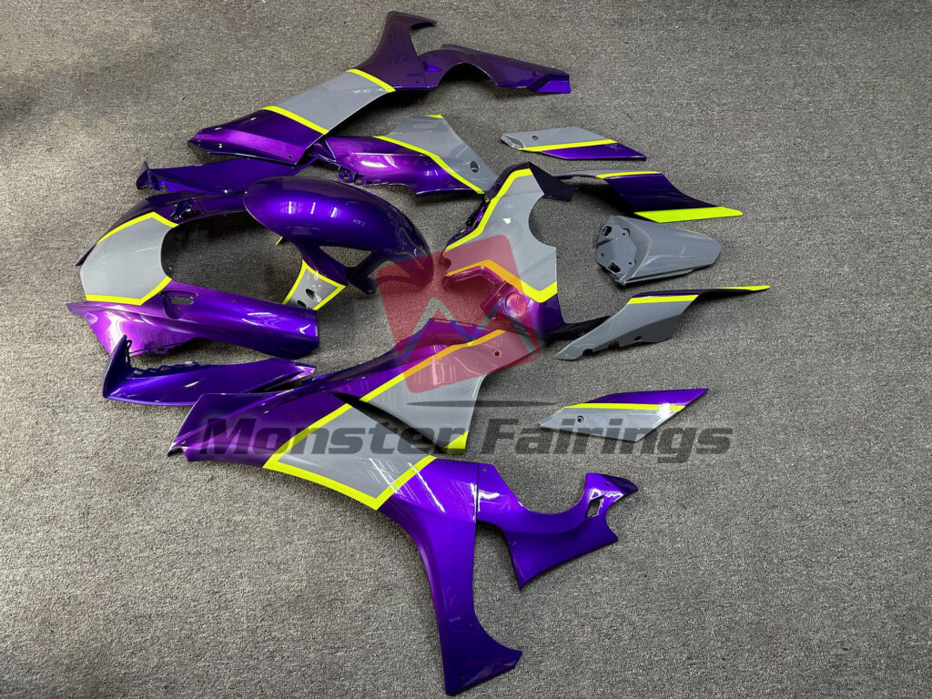 2020 - 2025 Yamaha R1 Gloss Purple and Nardo Gray fairing set - ABS injection, custom painted by Monster Fairings