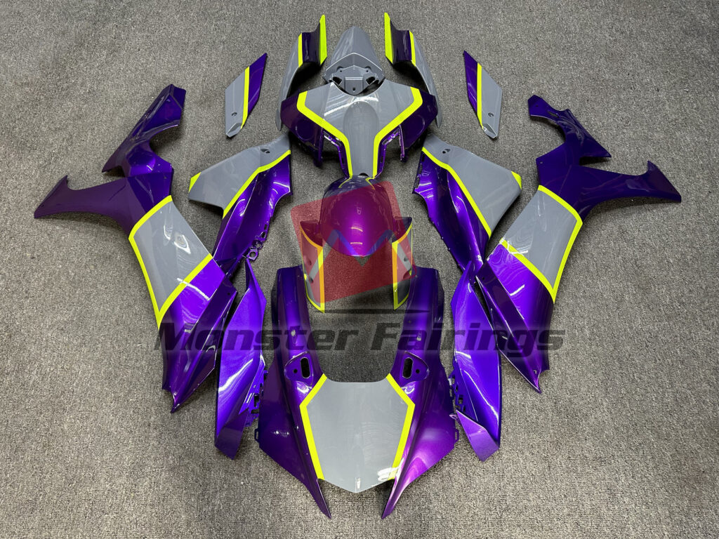 Yamaha R1 2020 - 2025 Gloss Purple and Nardo Gray ABS fairings - custom motorcycle bodywork kit by Monster Fairings