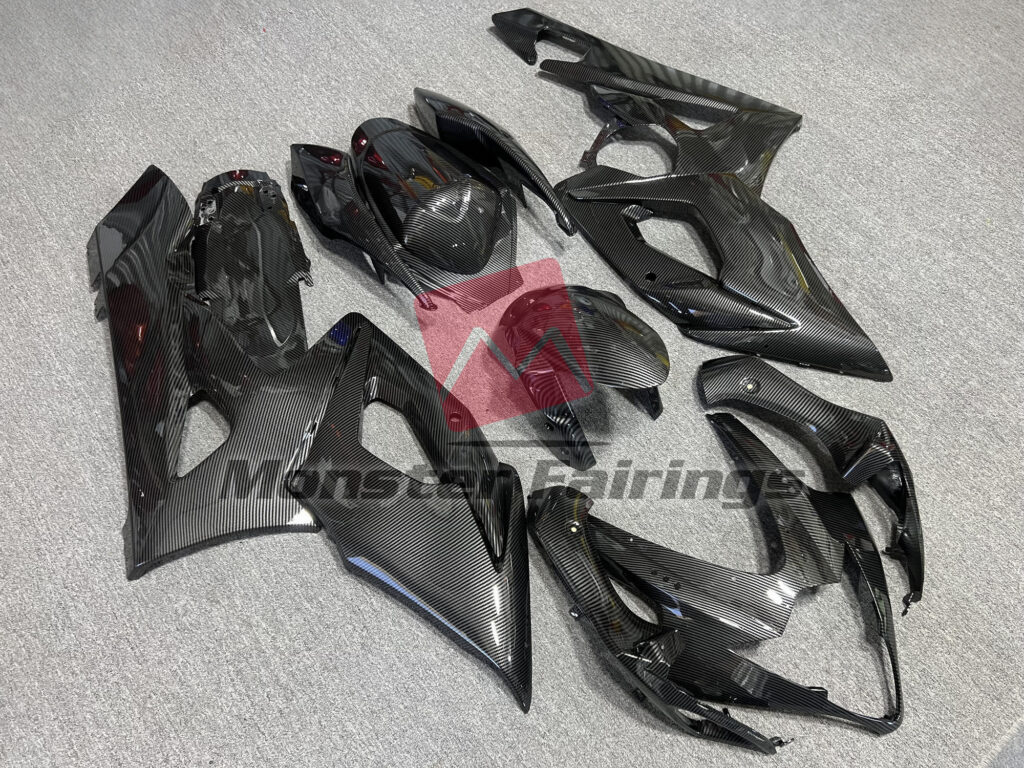 Suzuki GSXR 1000 custom ABS fairings 2005 - 2006 in Gloss Black Carbon Fiber Style - durable replacement kit, Monster Fairings