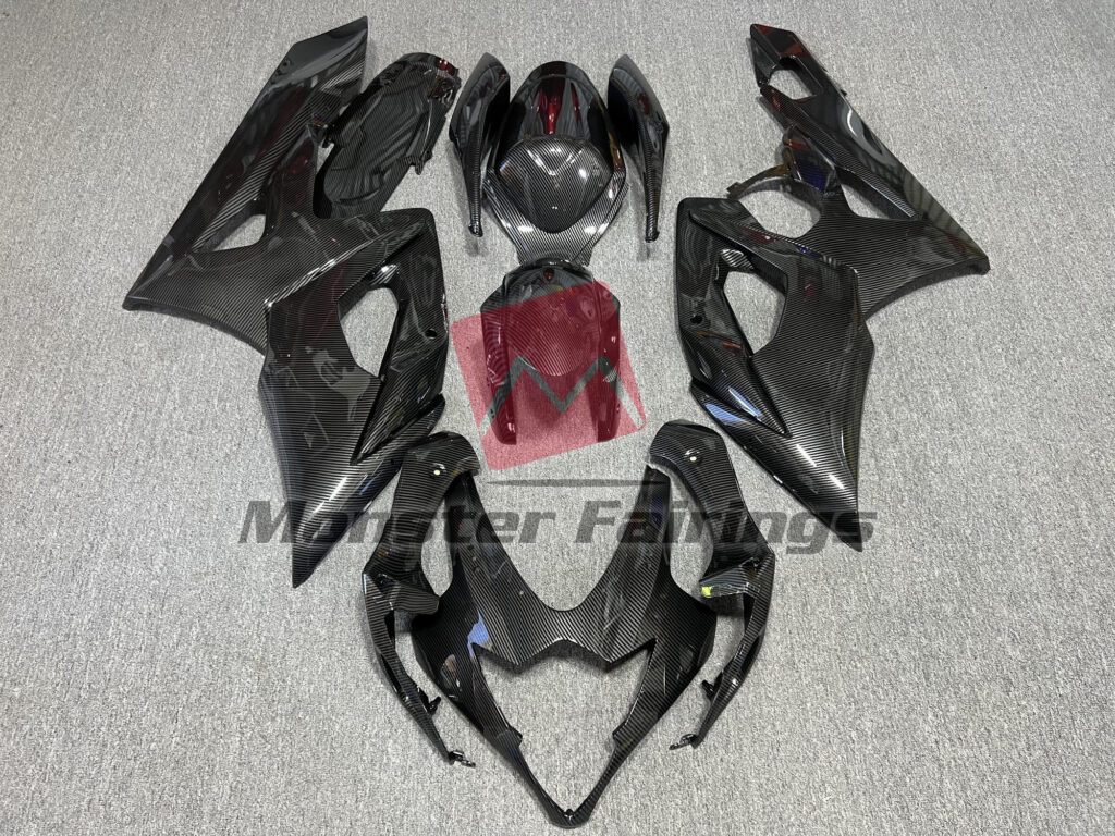 Suzuki GSXR 1000 2005 - 2006 Gloss Black Carbon Fiber Style ABS fairings - custom motorcycle bodywork kit by Monster Fairings