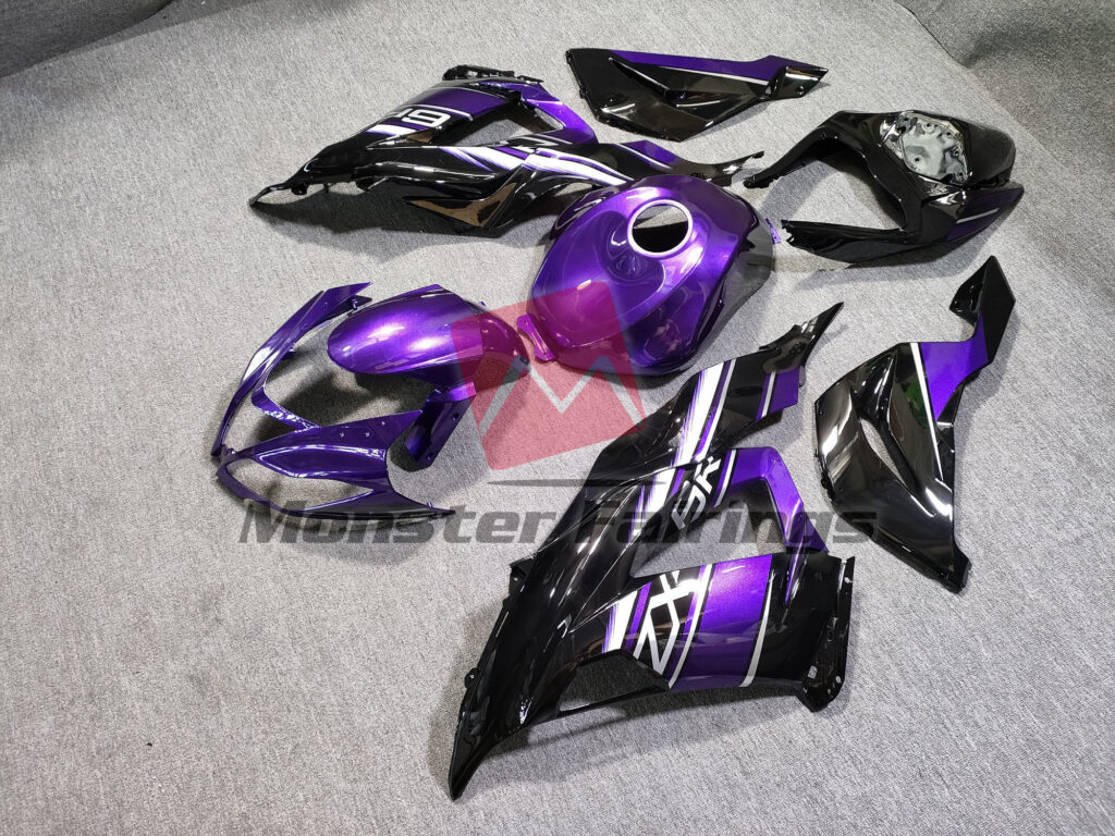 Gloss Black and Purple ABS fairings for Kawasaki ZX6R 2013 - 2018 - premium OEM fit kit by Monster Fairings