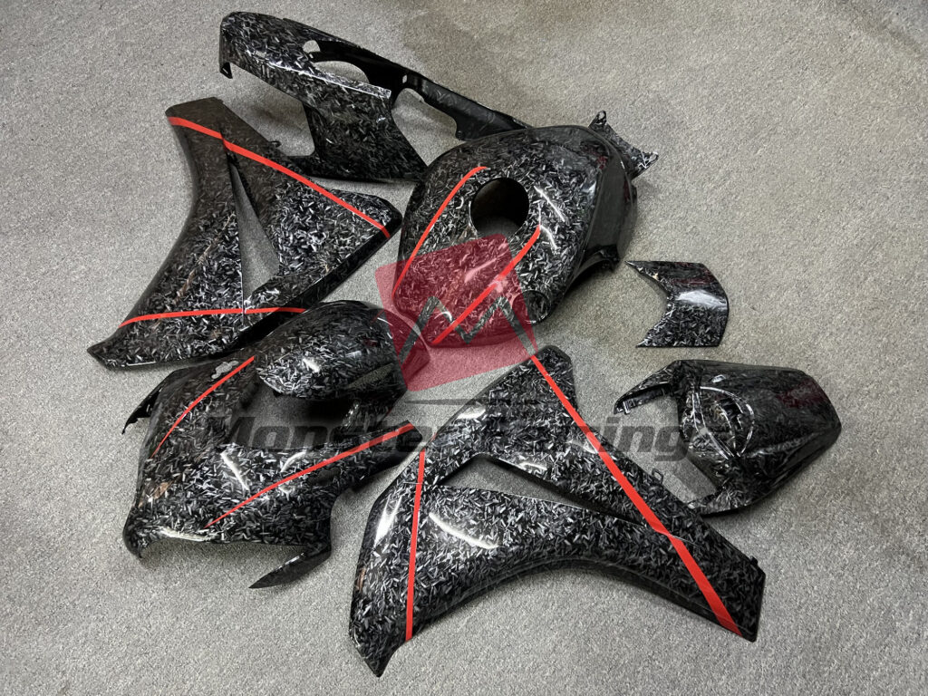 Forged Carbon Fiber Style with Red Trim ABS fairings for Honda CBR1000RR 2008 - 2011 - premium OEM fit kit by Monster Fairings
