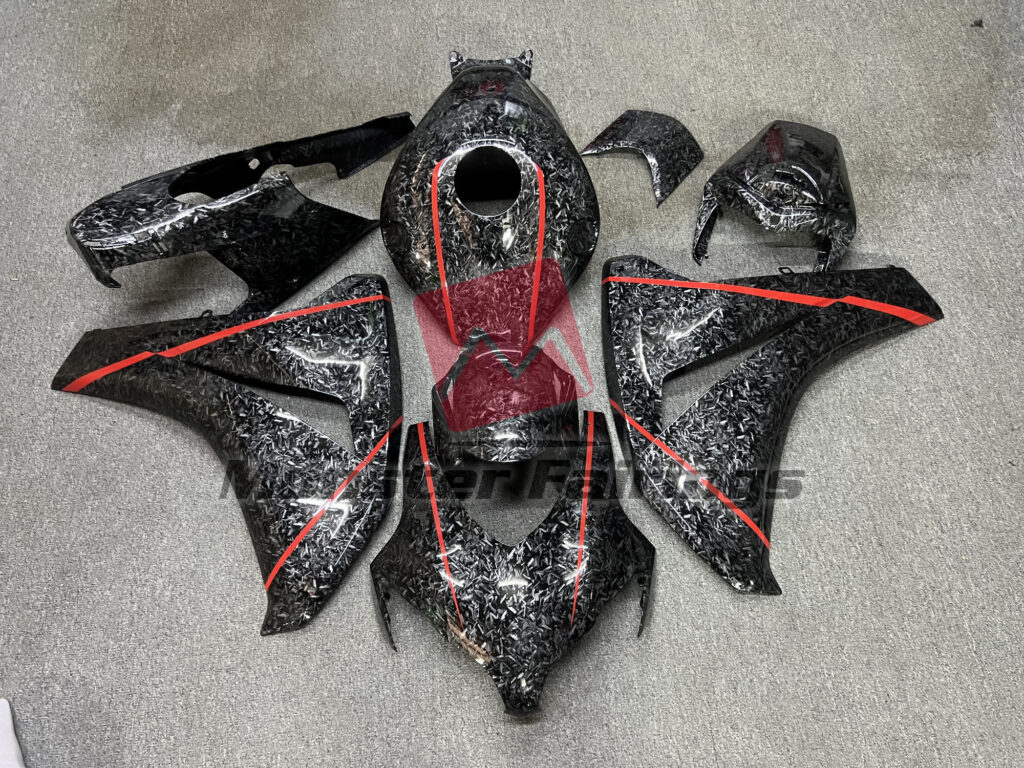 Honda CBR1000RR 2008 - 2011 Forged Carbon Fiber Style with Red Trim ABS fairings - custom motorcycle bodywork kit by Monster Fairings
