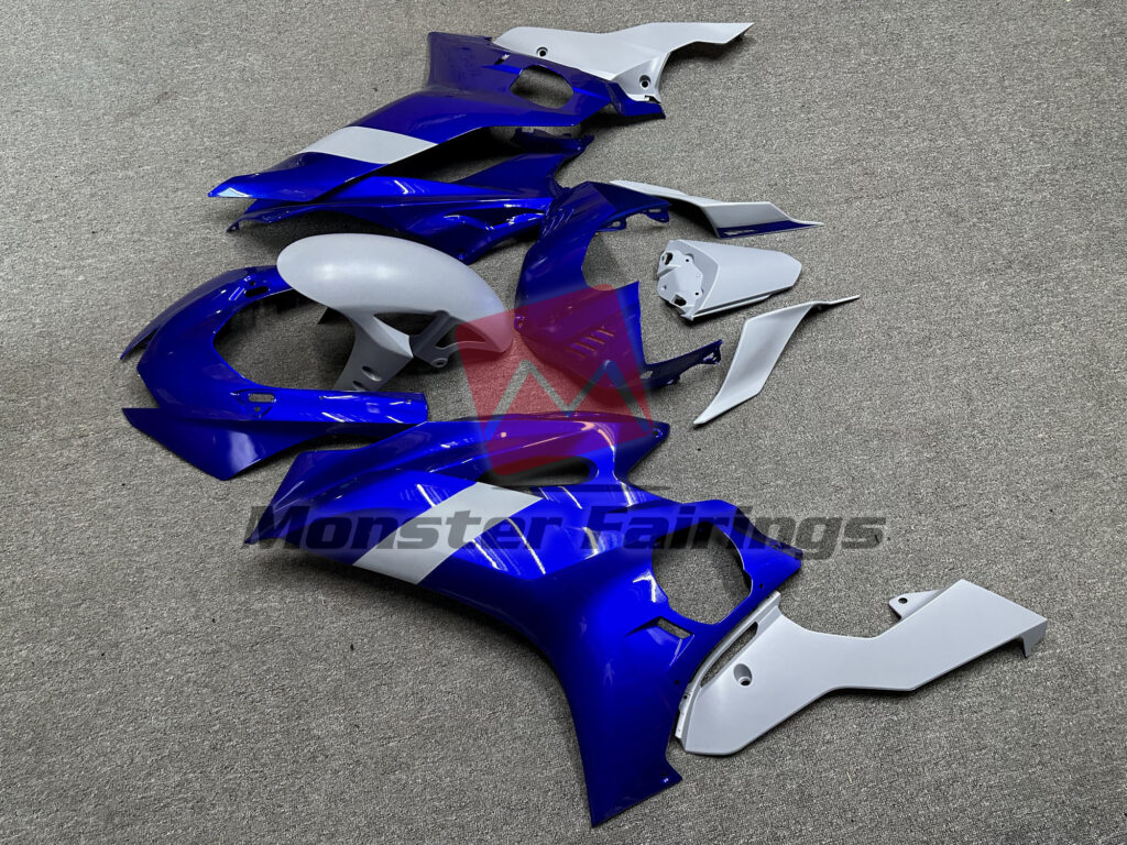 2017 - 2022 Yamaha R6 Blue and Gray fairing set - ABS injection, custom painted by Monster Fairings