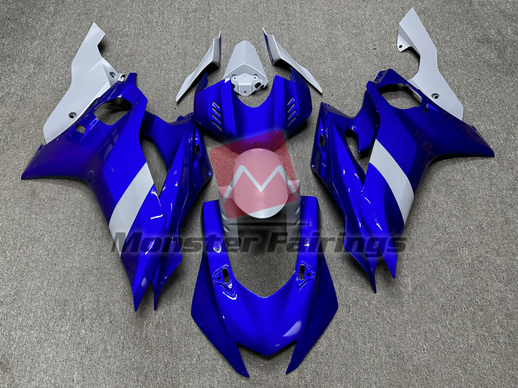 Yamaha R6 2017 - 2022 Blue and Gray ABS fairings - custom motorcycle bodywork kit by Monster Fairings