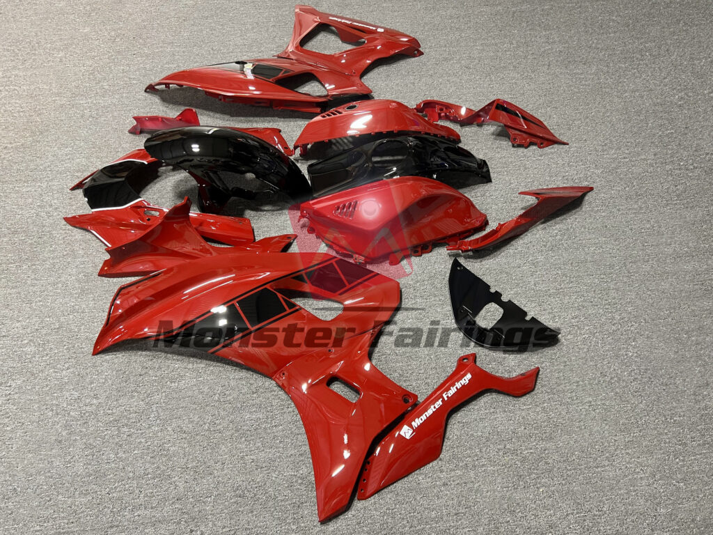 2021 - 2025 Yamaha R7 Gloss Red & and Black fairing set - ABS injection, custom painted by Monster Fairings