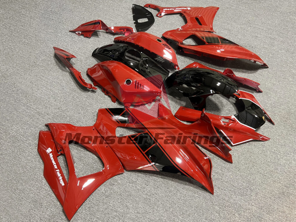 Yamaha R7 custom ABS fairings 2021 - 2025 in Gloss Red & and Black - durable replacement kit, Monster Fairings