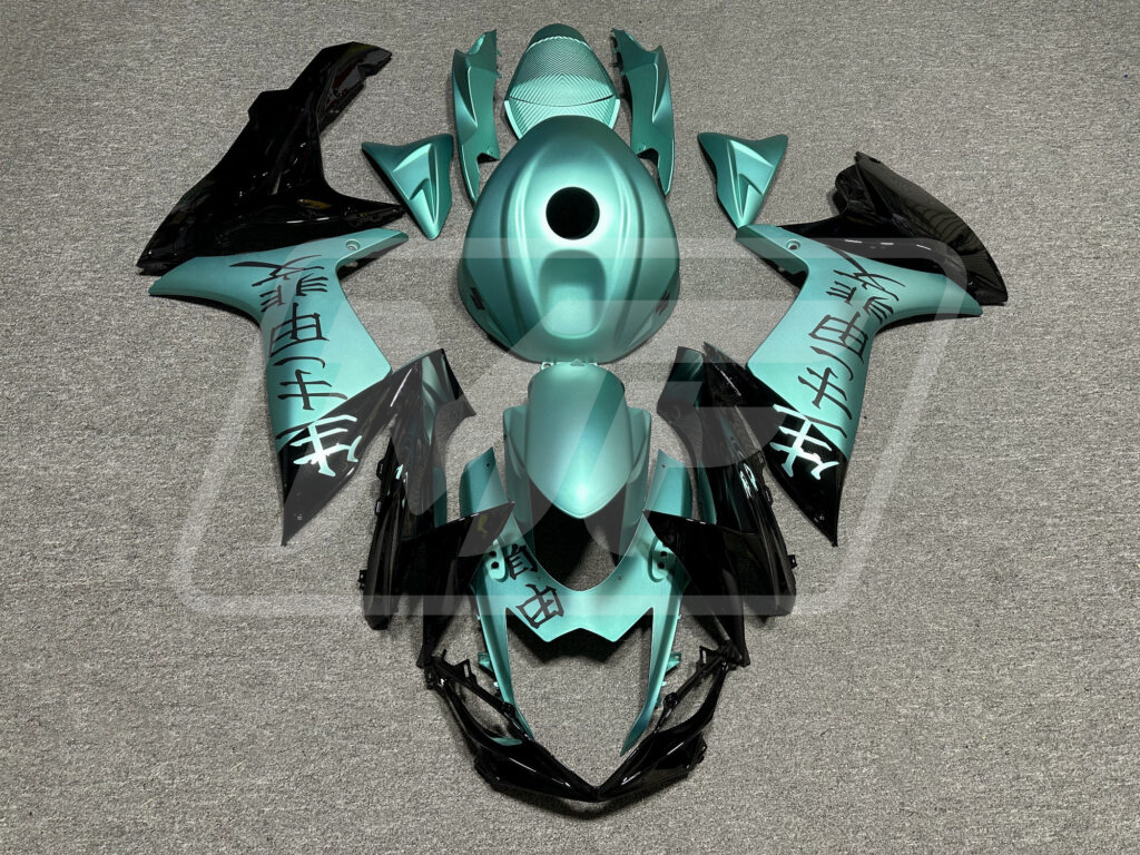 Suzuki GSXR 600 - 750 2011 - 2025 Matte Teal & and Gloss Black ABS fairings - custom motorcycle bodywork kit by Monster Fairings