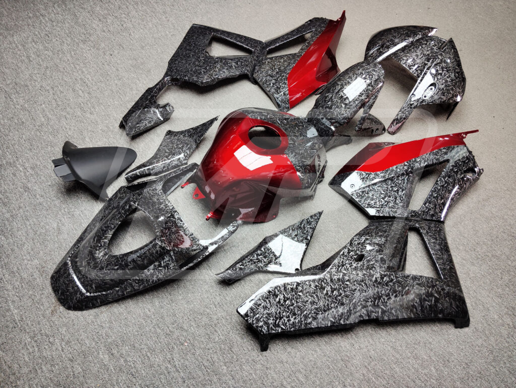 2013 - 2025 Honda CBR600RR Forged Carbon Fiber Style with Red fairing set - ABS injection, custom painted by Monster Fairings