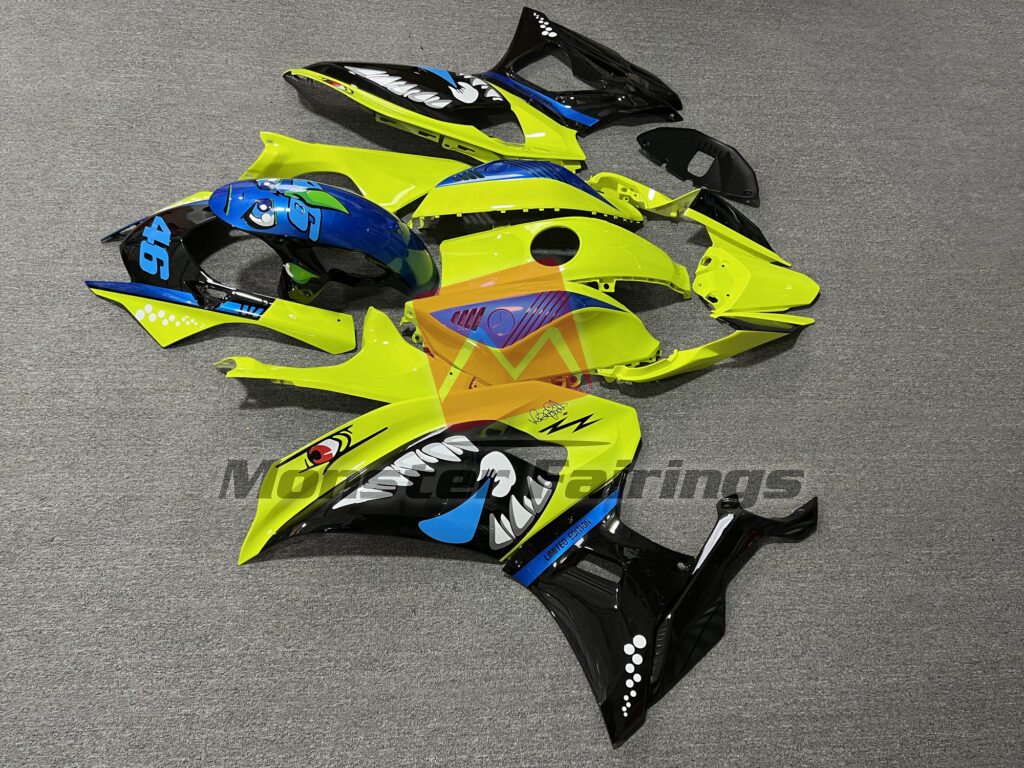 Yamaha R7 custom ABS fairings 2021 - 2025 in Gloss High Vis Yellow Shark - durable replacement kit, Monster Fairings