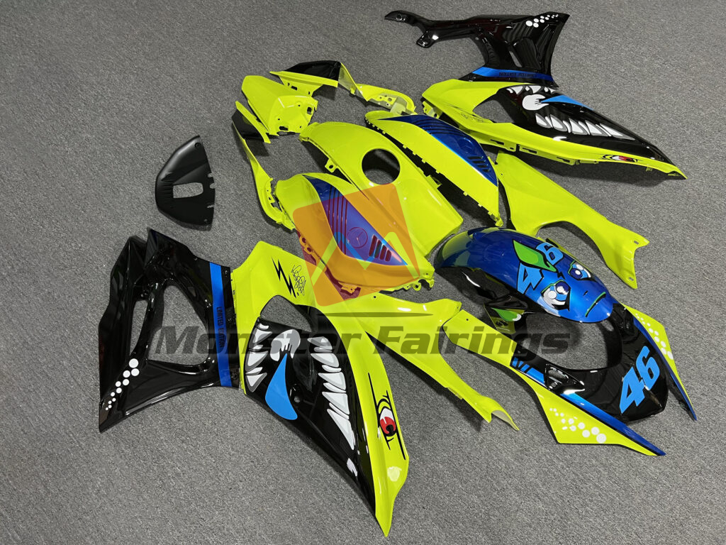 2021 - 2025 Yamaha R7 Gloss High Vis Yellow Shark fairing set - ABS injection, custom painted by Monster Fairings