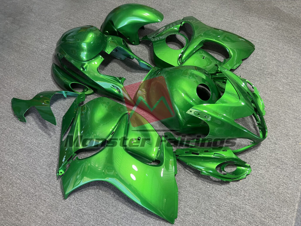 Suzuki GSXR 1300 custom ABS fairings 2008 - 2020 in Gloss Green Plain - durable replacement kit, Monster Fairings